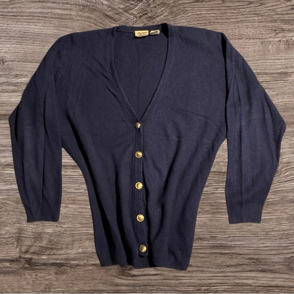 Vintage 80s Alison Craig Navy Nautical
Cardigan